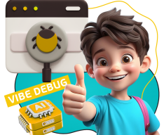 Тестирование & Vibe Debug. Охотники за багами - КИБЕРшкола программирования для детей, компьютерные курсы для школьников, начинающих и подростков - KIBERone г. Бибирево